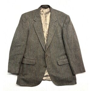 vtg Corbin 44R Green Herringbone Stripe Tweed Blazer Jacket Sport Suit Coat USA